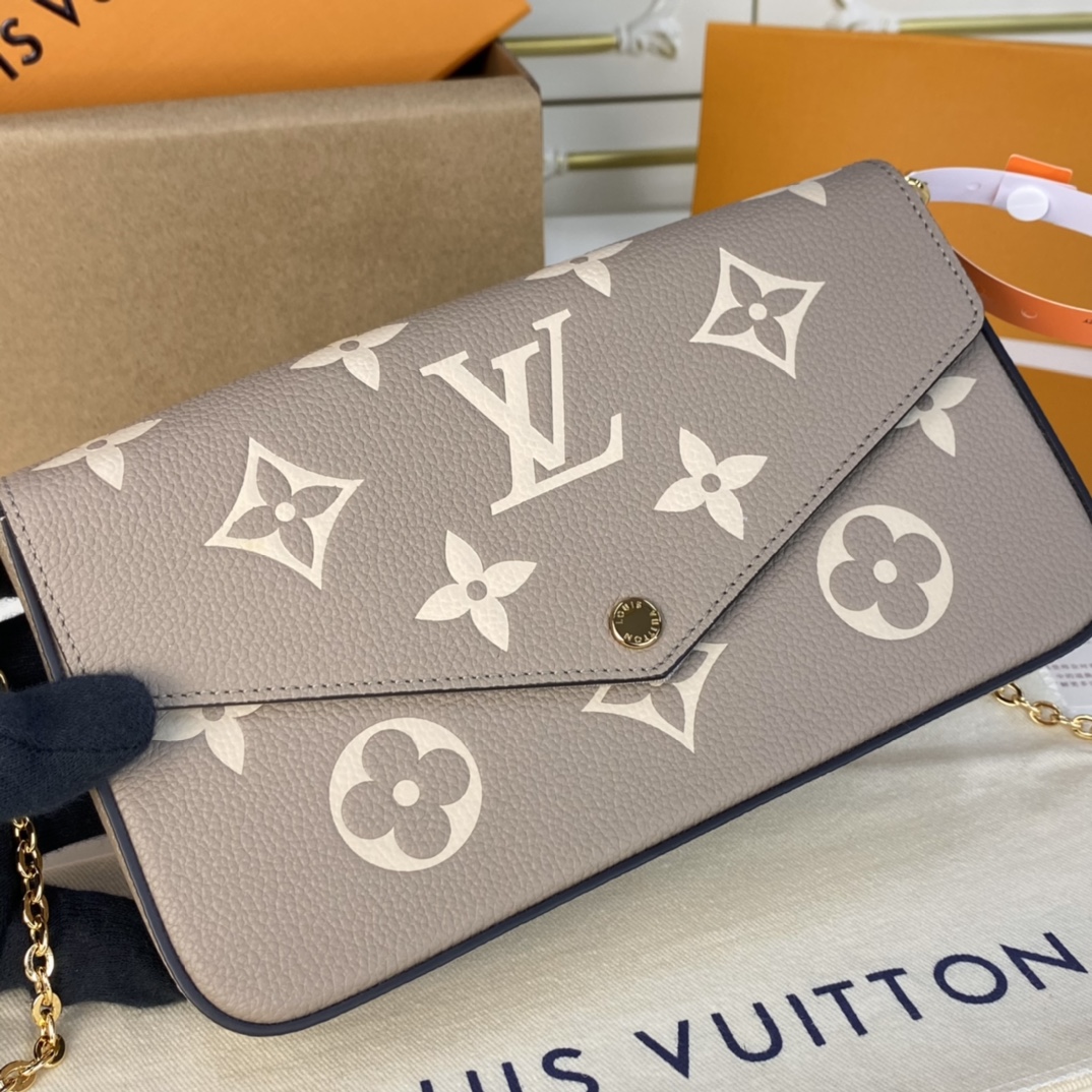 Louis Vuitton FELICIE POCHETTE Handbag Monogram Empreinte M69977 Dove/Cream